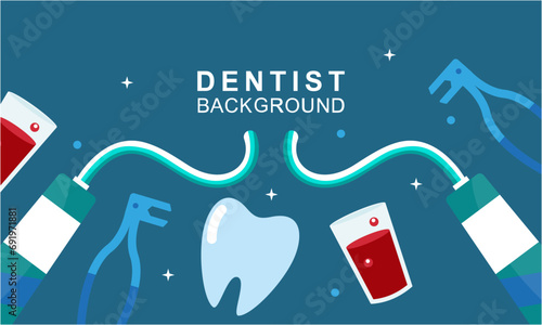 Dentist tools and equipment banner concept
