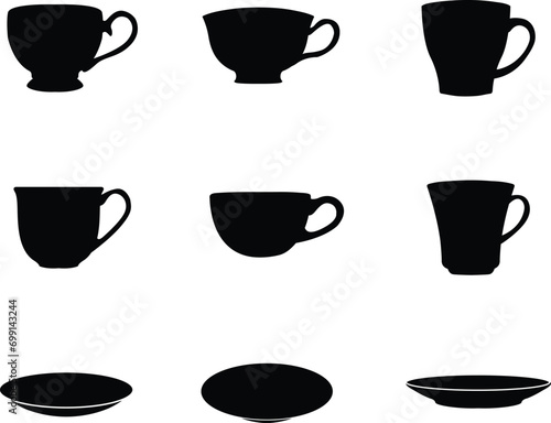 A vector collection of Teacups and Saucers for Artwork Compositions