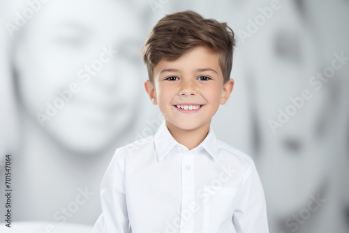 Kid smiling on dental chair at clinic