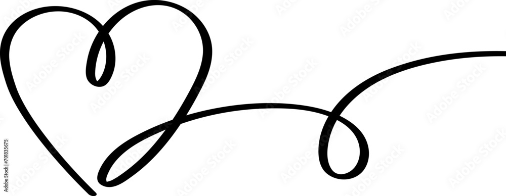 Hand Drawn Heart Line Art Decorative Banner For Valentines Day