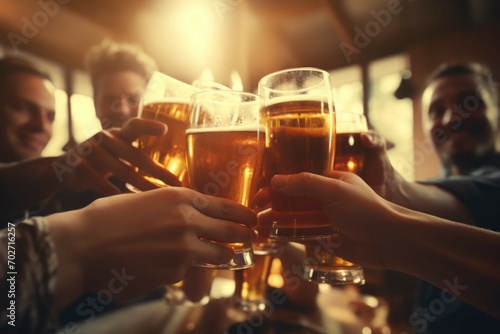 group of friends grabbing a beer to celebrate the end of valentine's day