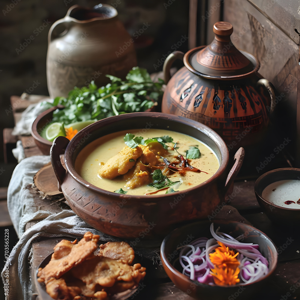 Prompt Kadhi Yogurt Based Curry With Pakoras Punjabi Style In An