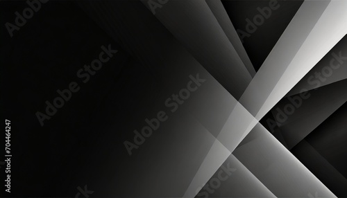 black white abstract background geometric shape lines triangles 3d effect light glow shadow gradient dark grey silver modern futuristic web banner wide panoramic