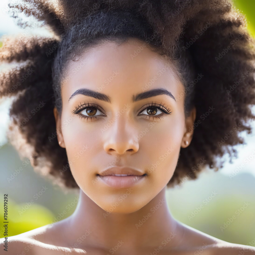 Portrait Of A Beautiful Brunette Latina Woman Artificial Image Represented Regions Of Brazil