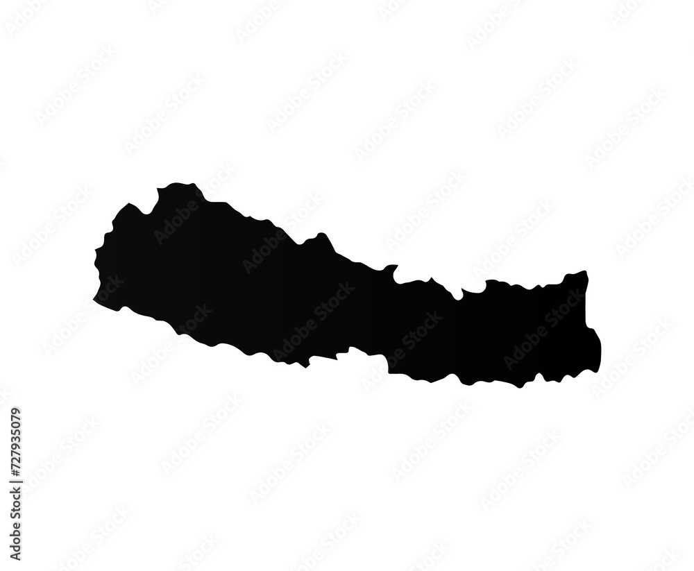 Nepal Map Silhouette Black Nepalian Map Silhouette Isolated On White