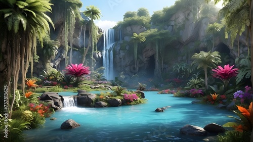tropical waterfall in the forest