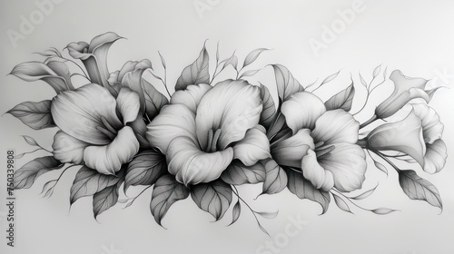 a drawing of a bunch of flowers on a white background with a black and white drawing of a bunch of flowers on a white background with a black and white background.