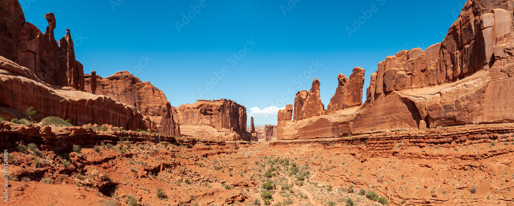 Park Avenue And Courthouse Towers At Arches National Park Utah Stock