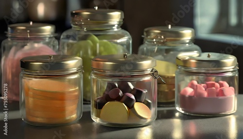 glass containers for storing various healthy snacks