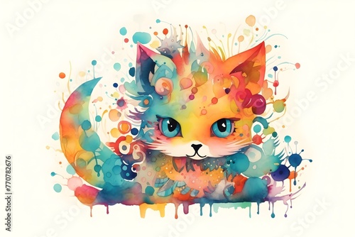 Whimsical Modern Watercolor: A Cute Animal Full of Charm and Vibrancy