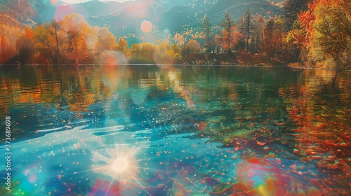 lake mountain water reflection sky trees forest nature landscape fall autumn colorful vibrant peaceful serene tranquil