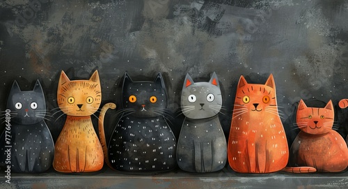 Cute cats. Modern characters.