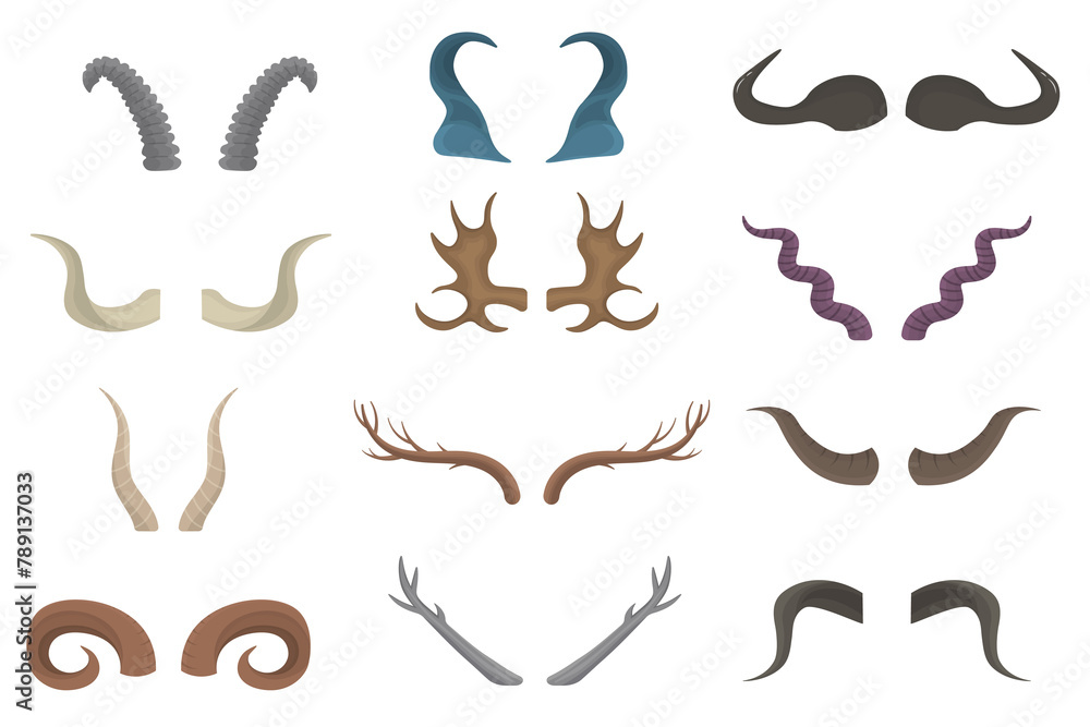 Png Horny Hunting Trophy Of Argali Sheep Ibex African Buffalo Stag And Reindeer Icons In