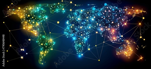 Digital world map on a circuit board background, depicting a global network and connectivity concept