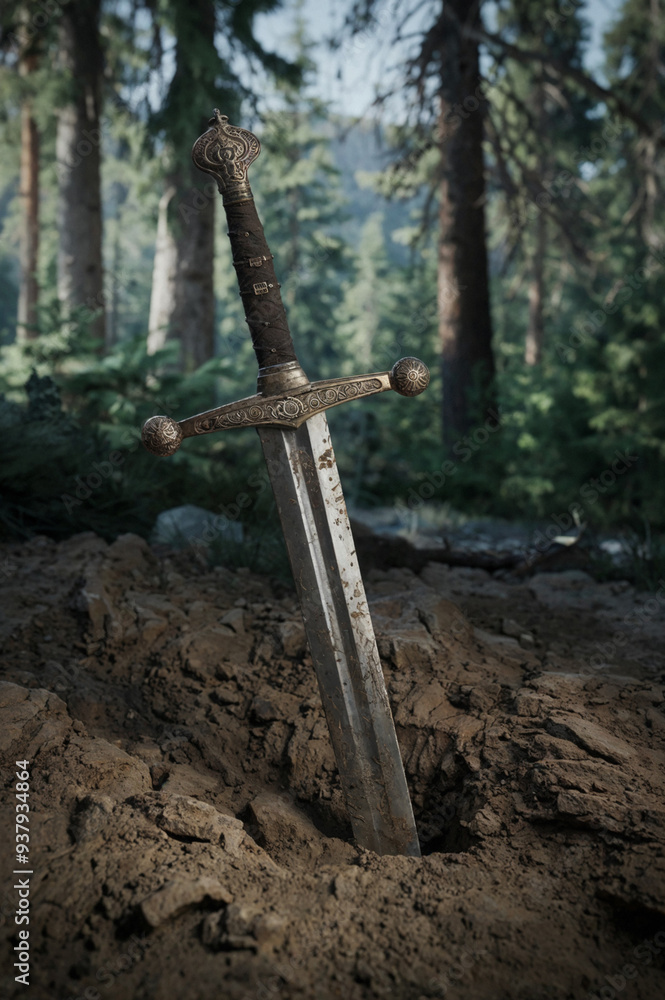 Sword Stuck In The Ground Excalibur The Epic Sword Of King Arthur