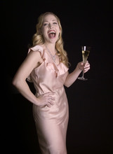 Laughing Woman With Champagne Glass