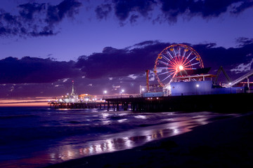 santa monica pier at sunset