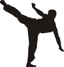 Karate Fighter Kicking #2 Silhouette