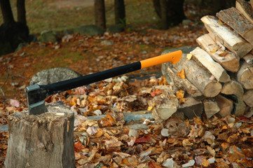 chopping wood