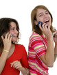 two girls using mobile phones