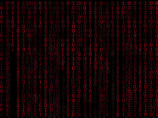 Wall Mural - binary matrix red background2