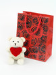 valentine gift bag and teddy bear