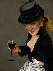 Poster - lady with glass of wine