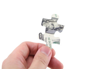 Sticker - hand hold dollar puzzle