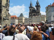 Tourist Crowd In Prague