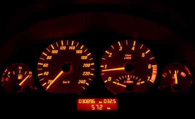 tachometer of a car