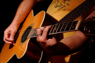 Canvas Print - acoustic guitar performance by music band