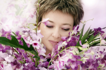 woman enjoying her flowers