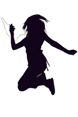 silhouette with clipping path of girl with digital