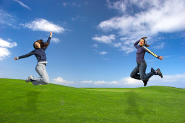 Canvas Print - womans jumping