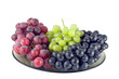 red, green and black grapes