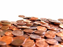 Field Of Pennies In Very Shallow Focus