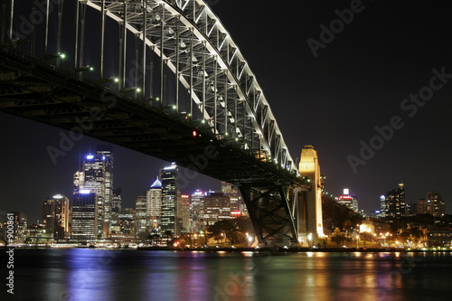 Obraz na płótnie canvas czteroczęściowy "tetraptyk" Sydney Harbour Bridge w nocy