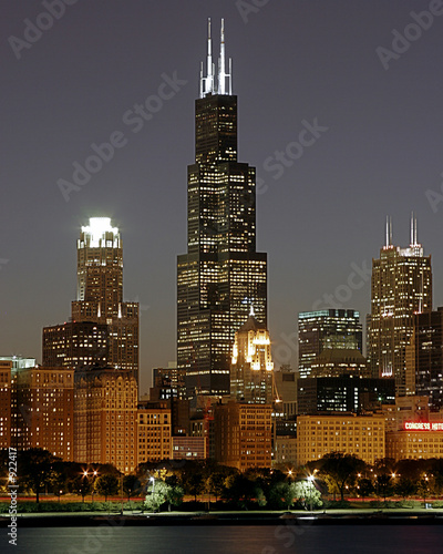 Plakat na papierze fotorealistycznym Chicago cityscape and sears tower