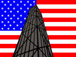 john hancock tower chicago against american flag