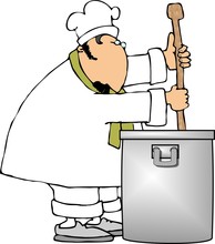 Chef Stirring A Large Pot