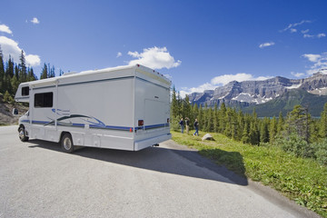 Wall Mural - motorhome side view and wide angle