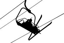 Silhouette Of Skier In The Skilift