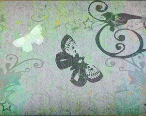 Wall Mural - floral design with butterfly