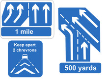 Motorway Lanes Merging And Keep Your Distance Signs