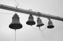 Four Bells Against A Sky - Black And White Photo
