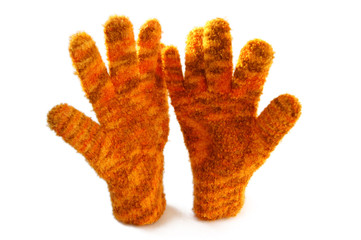 two stand woolly gloves isolated