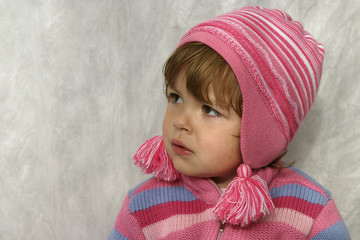 Sticker - girl with pink pom-pons