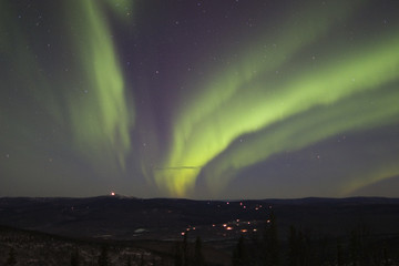 Wall Mural - aurora borealis in cold night of alaska