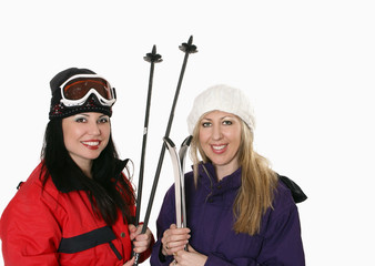 women with skis