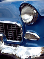 1955 u.s. classic car front end with chrome bumper